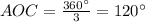 AOC=\frac{360а}{3}=120а