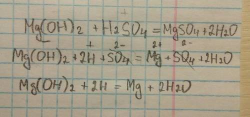 Закончите уравнине реакций для mg(oh)2 +h2so4​