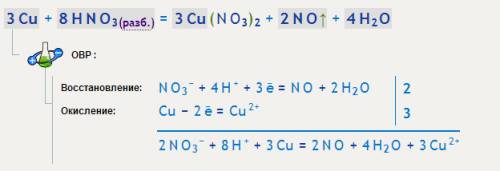 Расставьте степень окисления,уравняйте методом электронного cu + hno3 = cu(no3)2 +no + h2o