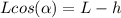 Lcos(\alpha )=L-h