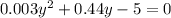 0.003 y^{2}+0.44y-5=0