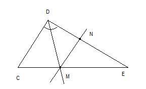 Отрезок dm – биссектриса треугольника cde. через точку м проведена прямая, параллельная стороне cd и
