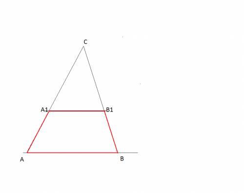 Боковые стороны трапеции продолжаются до пересечения и образуется треугольник, площадью 49. основани