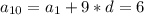 a_{10}=a_{1}+9*d=6