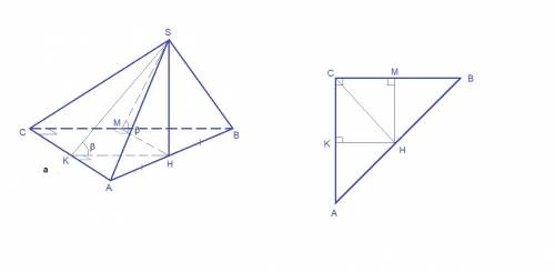 Основание пирамиды-равнобедренный прямоугольный треугольник с катетом a.боковая грань, содержащая ги