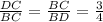 \frac{DC}{BC} = \frac{BC}{BD}= \frac{3}{4}