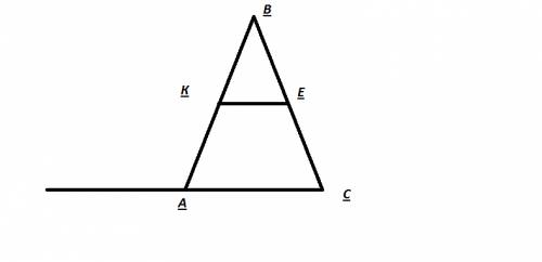 На стороне ав равнобедренного треугольника авс взяли точку к , на стороне вс взяли точку е так, что