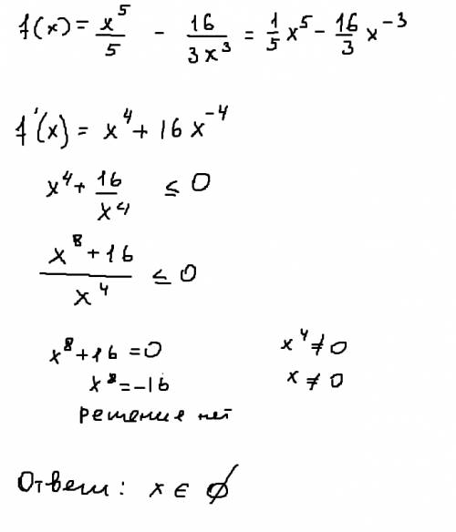 В27. укажите число целых решений неравенства f (штрих) меньше или равно 0, если f(х)= х(в 5 степени)