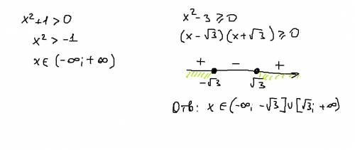 Ришить два неравенства 1) x²+1> 0 2) x²-3≥0