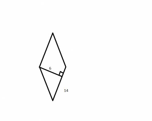 Сторона ромба равна 14 см, высота - 6 см.найдите площадь ромба. мне ) 8 класс