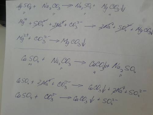 Расписать на му,пиу,сиу.2 уравнения. (mgso4+na2co3) и вот это (caso4+na2co3).за рание .