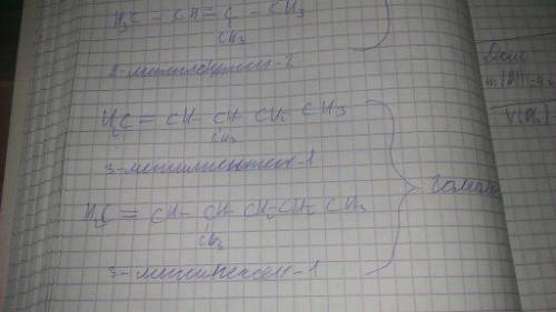 3-метилбутен-1 составьте структурные формулы двух изомеров и двух гомологов. дайте названия всех вещ