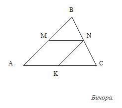 Дан треугольник авс, у которого ав=6 см, ас=10 см. на его сторонах взяты точки: м принадлежит ав, n