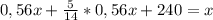 0,56x+ \frac{5}{14}*0,56x+240=x