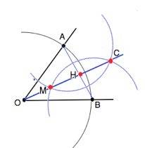 Как найти биссектрису угла в треугольнике, если мы имеем только линейку без делений и циркуль?