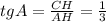 tgA= \frac{CH}{AH}= \frac{1}{3}