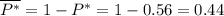 \overline{P^*}=1-P^*=1-0.56=0.44