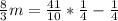 \frac{8}{3} m= \frac{41}{10} * \frac{1}{4} - \frac{1}{4}