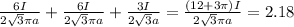 \frac{6I}{2 \sqrt{3} \pi a }+\frac{6I}{2 \sqrt{3} \pi a }+\frac{3I}{2 \sqrt{3} a }= \frac{(12+3 \pi ) I}{2 \sqrt{3} \pi a} = 2.18