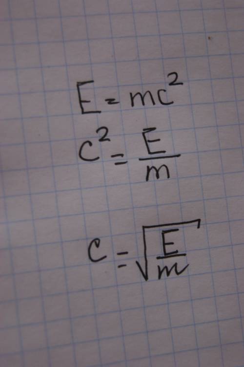 Из формулы e=mc^2 выразите с (все величины положительны)