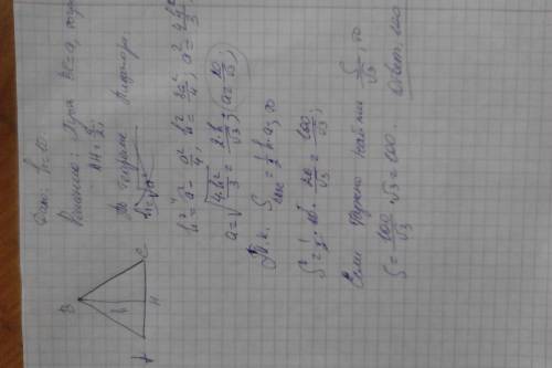 Высота равностороннего треугольника равна 10. найдите его площадь деленную на корень из 3 деленную н