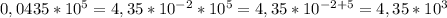 0,0435*10^5=4,35*10^{-2}*10^5=4,35*10^{-2+5}=4,35*10^3