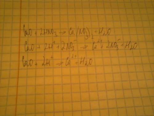 30! составить молекулярное уравнение по сокращённому ионному cao+2h→ca+h2o