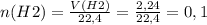 n(H2)= \frac{V(H2)}{22,4} = \frac{2,24}{22,4} =0,1