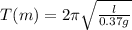 T(m)=2 \pi \sqrt{ \frac{l}{0.37g} }