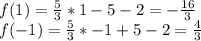 f(1)=\frac{5}{3}*1-5-2=-\frac{16}{3}\\&#10;f(-1)=\frac{5}{3}*-1+5-2=\frac{4}{3}