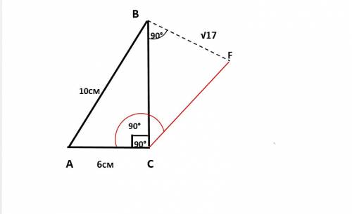 через вершину в прямокутного трикутника авс (кут с =90 градусів ) проведемо перпендикуляр bf до пло