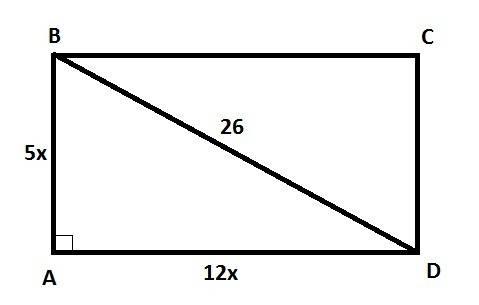 Діагональ прямокутника дорівнює 26 см,а його сторони відносяться як 5; 12.знайдіть площу