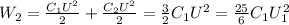 W_2=\frac{C_1U^2}{2}+\frac{C_2U^2}{2}=\frac{3}{2}C_1U^2=\frac{25}{6}C_1U_1^2