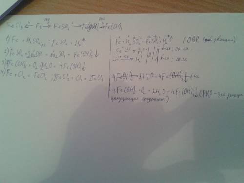Напишите уравнение реакций с которых можно осуществить следующие превращения: fecl3< --fe--> f
