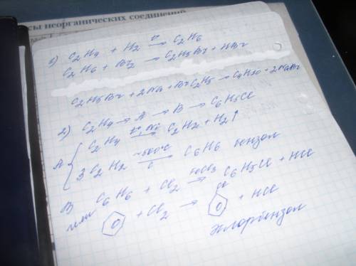 Напишите уравнения реакций,с которых можно осуществить превращения: 1)с2h4--> c2h6--> c2h5br--