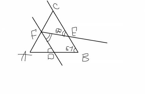 На сторонах ав, вс и са треугольника авс отмечены точки d, е, f соответственно. известно, что угол а