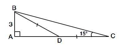 Впрямоугольном треугольнике авс катет ав равен 3 см, угол с равен 15°. на катете ас отмечена точка d