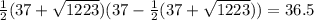 \frac{1}{2}(37+\sqrt{1223})(37-\frac{1}{2}(37+\sqrt{1223}))=36.5
