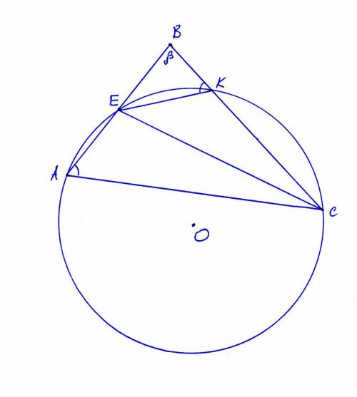 Окружность радиуса 5 проходит через вершины а и с треугольника авс, пересекаетсторону ав в ее середи