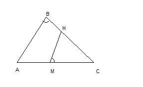На сторонах ac и bc треугольника abc отмечены точки m и h соответственно так, что углы abc и cmh рав
