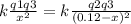k \frac{q1q3}{ x^{2} } =k \frac{q2q3}{(0.12-x) ^{2} }