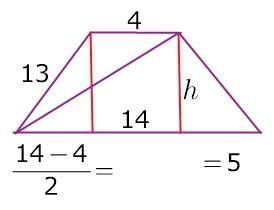 Основания равнобедренной трапеции равны 4 и 14, боковая сторона равна 13. найдите длину диагонали тр