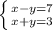 \left \{ {{x-y=7} \atop {x+y=3}} \right.