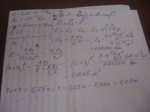 Результирующая напряженность поля двух точечных зарядов +6,25*10 в -8 степени кл и -10 в -8 степени