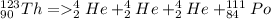 _{90}^{123}Th =_{2} ^{4}He +_{2}^{4}He +_{2}^{4}He+_{84}^{111}Po