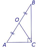 Постройте прямоугольный треугольник и медиану, проведённую к гипотенузе.