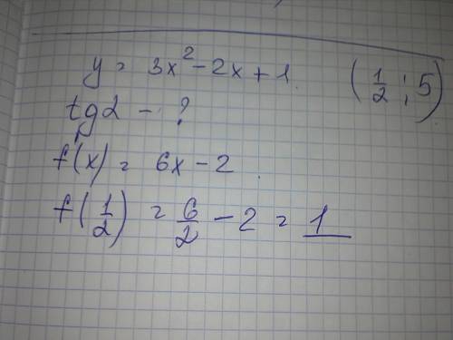 Найти угловой коэффициент касательной, проведённой к кривой y=3x² -2x+1 в точке