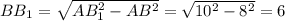 BB_1=\sqrt{AB_1^2-AB^2}=\sqrt{10^2-8^2}=6