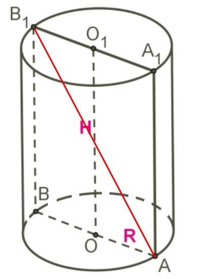 Радиус цилиндра 4 см а диагональ осевого сечения 10см найдите объём цилиндра