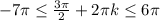 -7 \pi \leq \frac{3 \pi }{2} +2 \pi k \leq 6 \pi